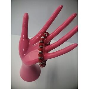 Vintage Bracelet Bangle Red Faceted‎ Crystals Jewelry Costume